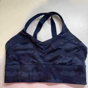 Handful Double Down Black and Grey Camo Strappy Sports Bra Size Large